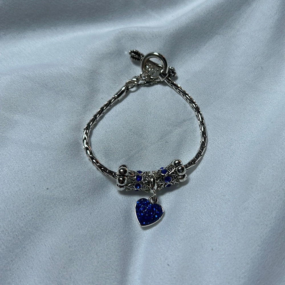 COPY - Authentic Davinci Silver Blue Heart Charm Bracelet